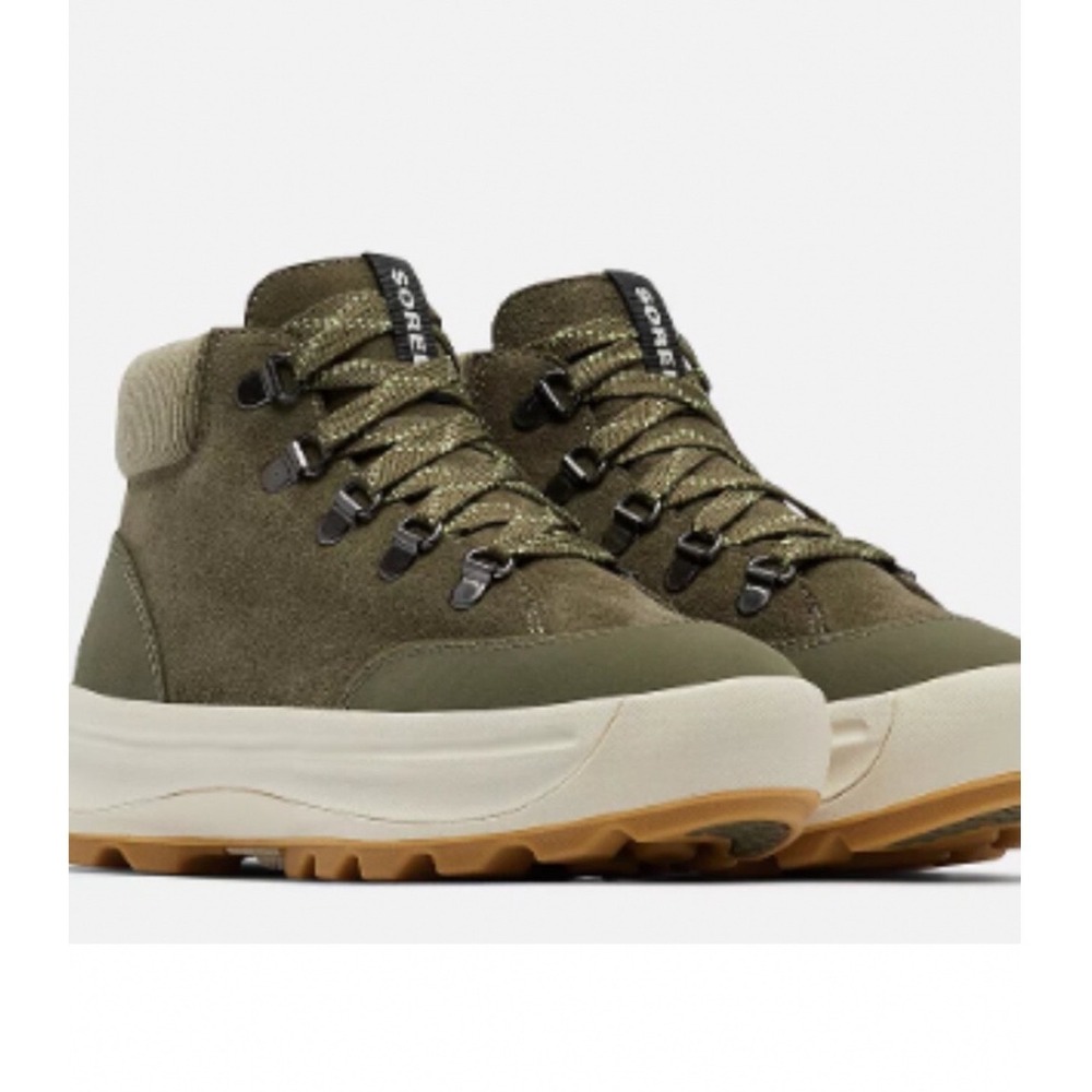 Sorel ONA RMX Glacy WP Women 11 Olive Green Good Waterproof Suede Sneaker Boots